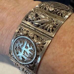Vintage Sterling Silver Chinese Export “Four Seasons” Panel Bracelet